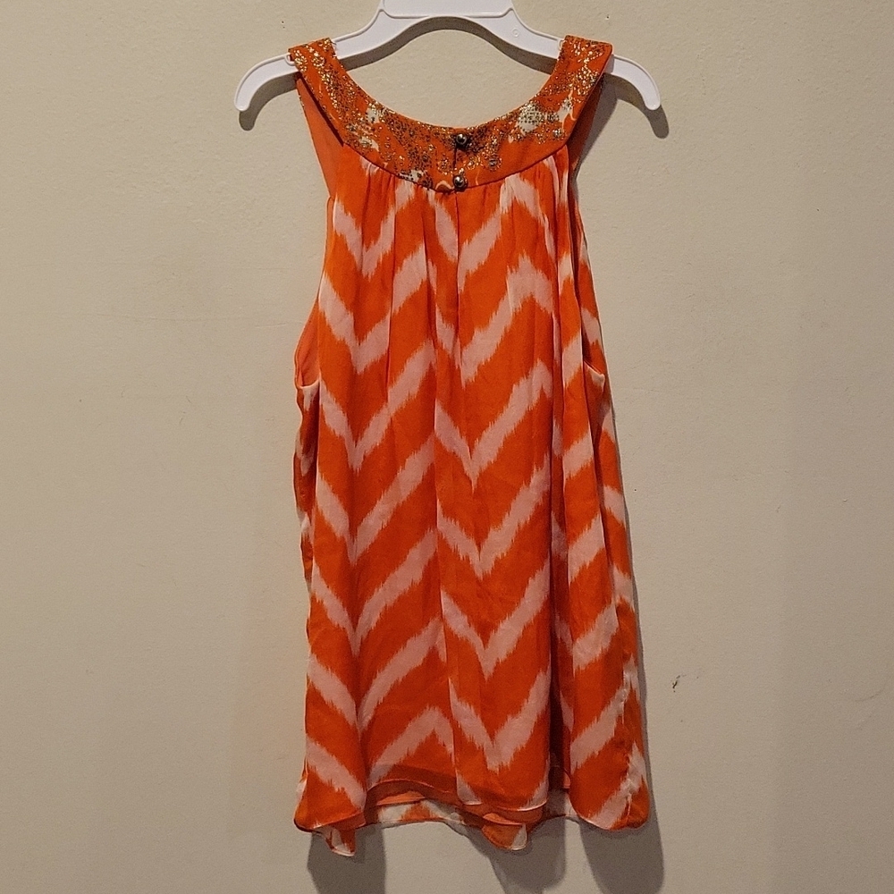 ❤️ MILLY SILK WOOL BLEND CHEVRON EMBROIDERED TANK TOP, 10 - Picture 8 of 8